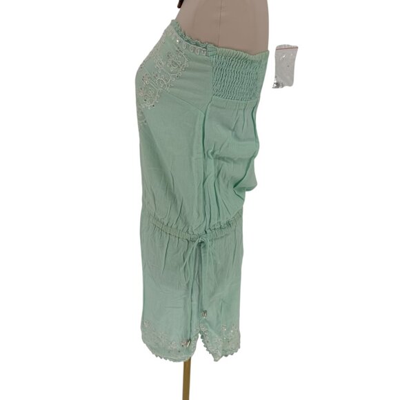 Cynthia Rowley Sz M Sequin Tie Waist Strapless Tube Dress Swim Cover Up Beachy - Picture 10 of 16